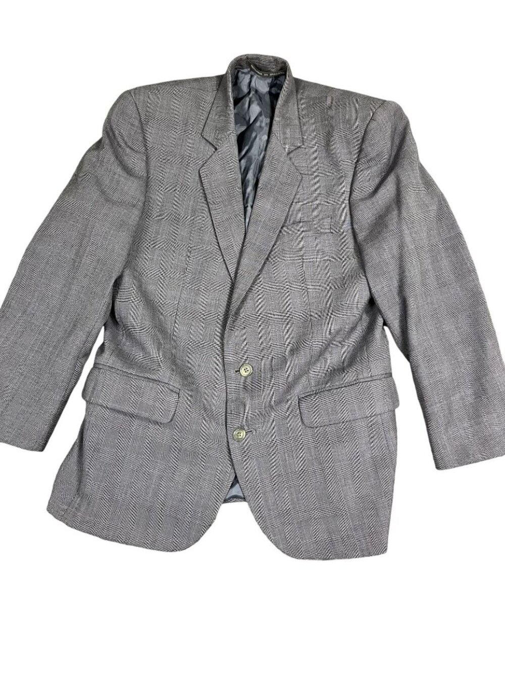 Alexandre London Mens Gray Check 2 Piece Suit Blazer 38 Pants 32x28 Tailored